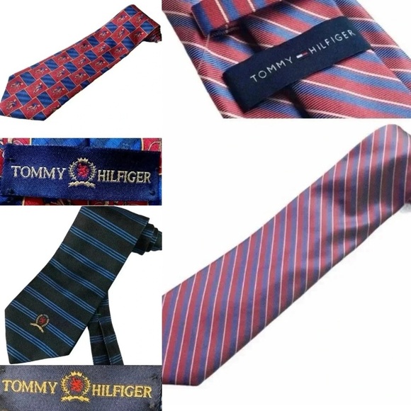 Neck Tie Bundle of Three Tommy Hilfiger Unisex Men's Ties Bicycling Stripes - Picture 1 of 4